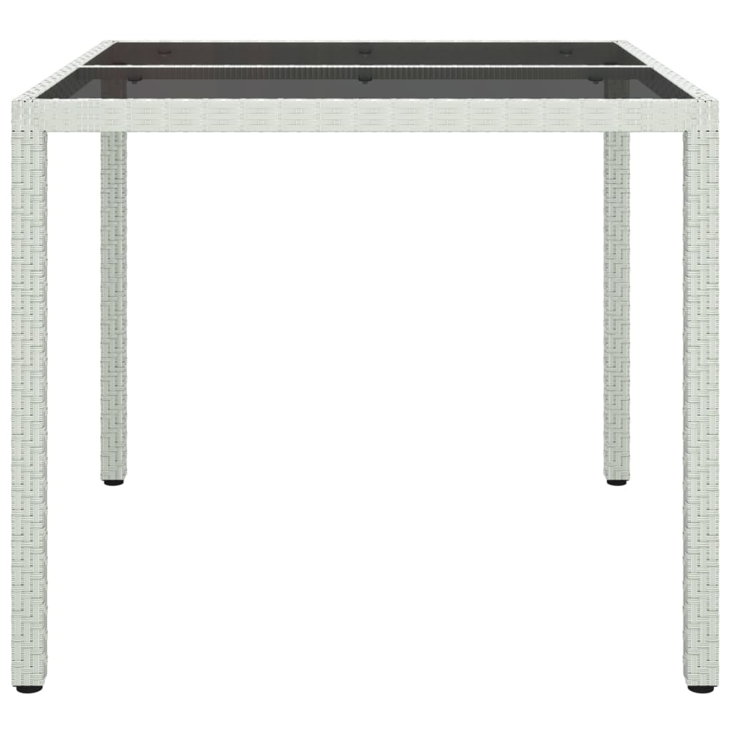 vidaXL Garden Table 90x90x75 cm Tempered Glass and Poly Rattan White