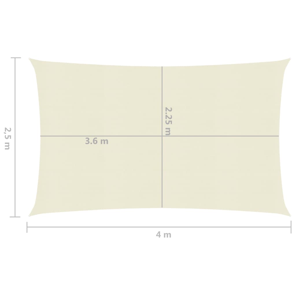 vidaXL Sunshade Sail 160 g/m² Cream 2.5x4 m HDPE