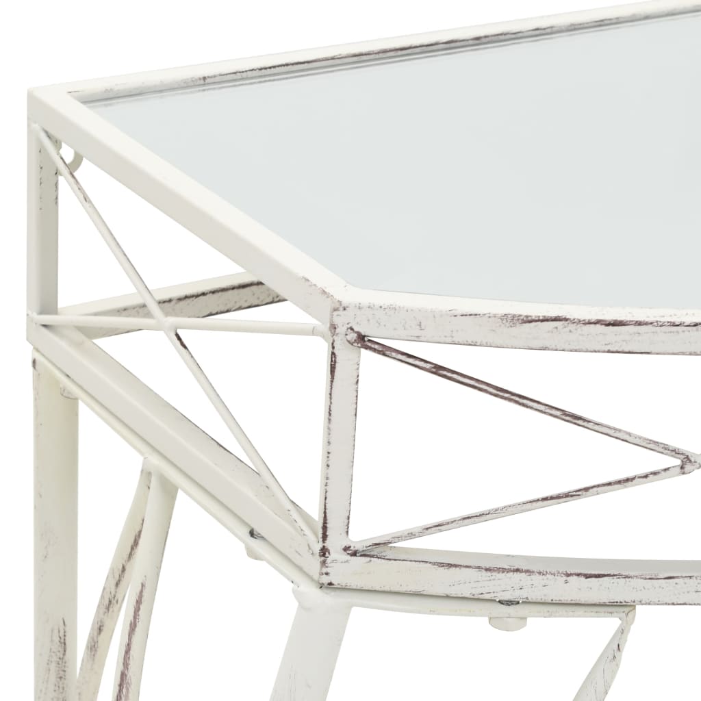 vidaXL Side Table French Style Metal 82x39x76 cm White