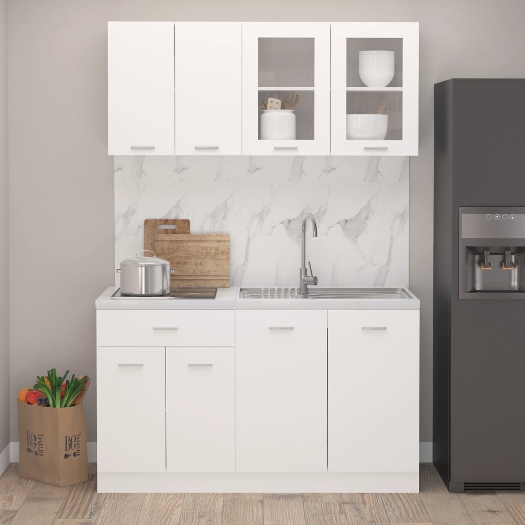 vidaXL 4 Piece Kitchen Cabinet Set White Engineered Wood