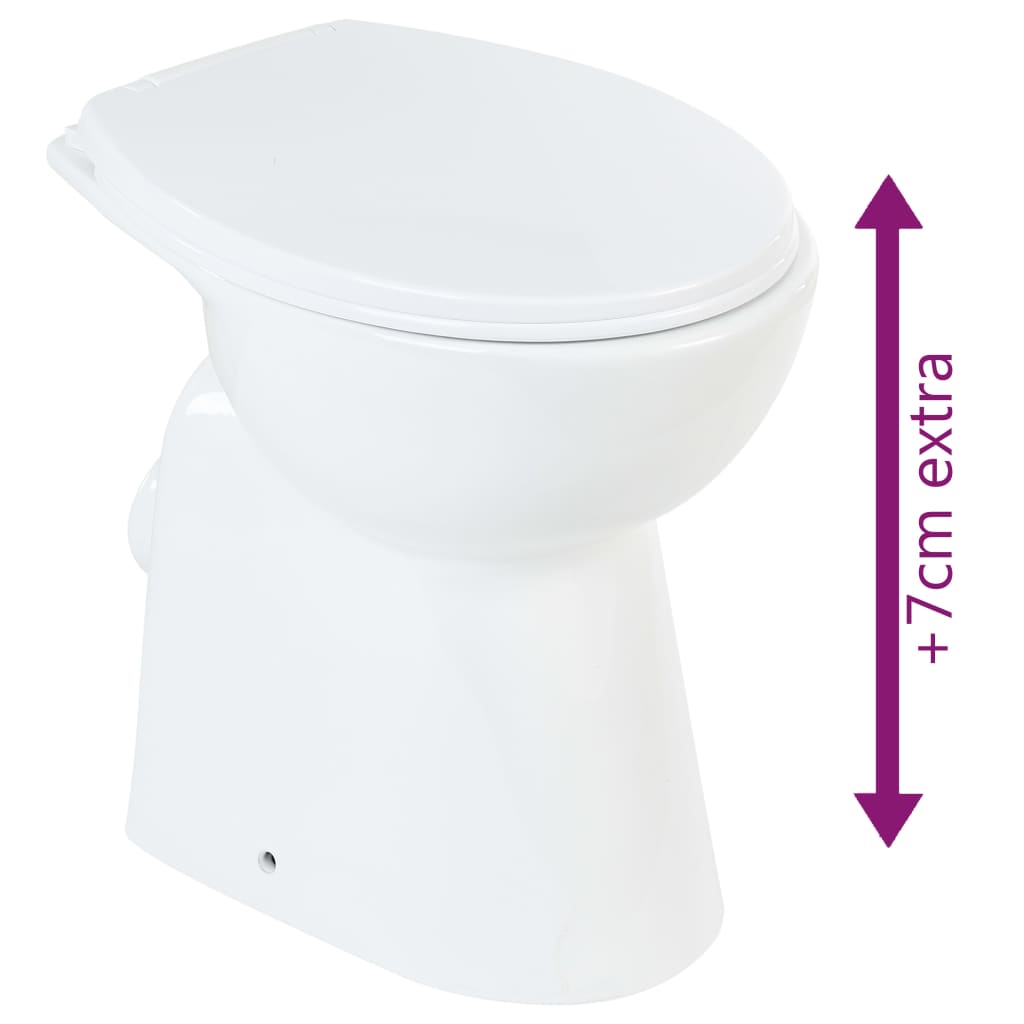 vidaXL High Rimless Toilet Soft Close 7 cm Higher Ceramic White