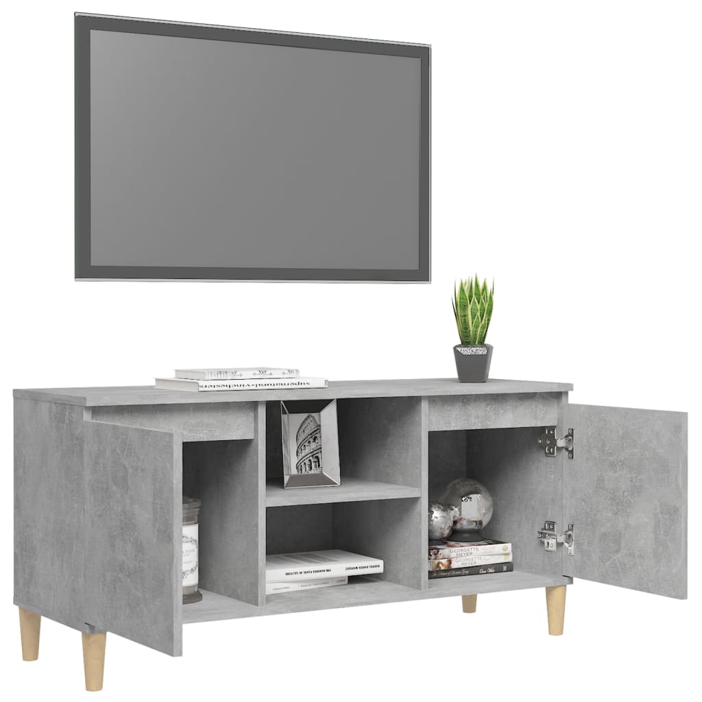 vidaXL TV Cabinet with Solid Wood Legs Concrete Grey 103.5x35x50 cm