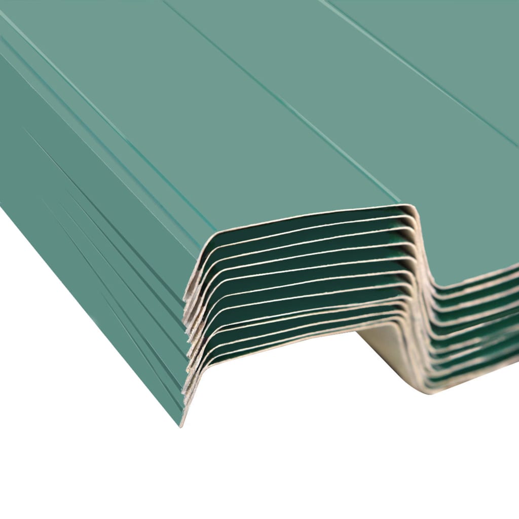 vidaXL Roof Panels 12 pcs Galvanised Steel Green