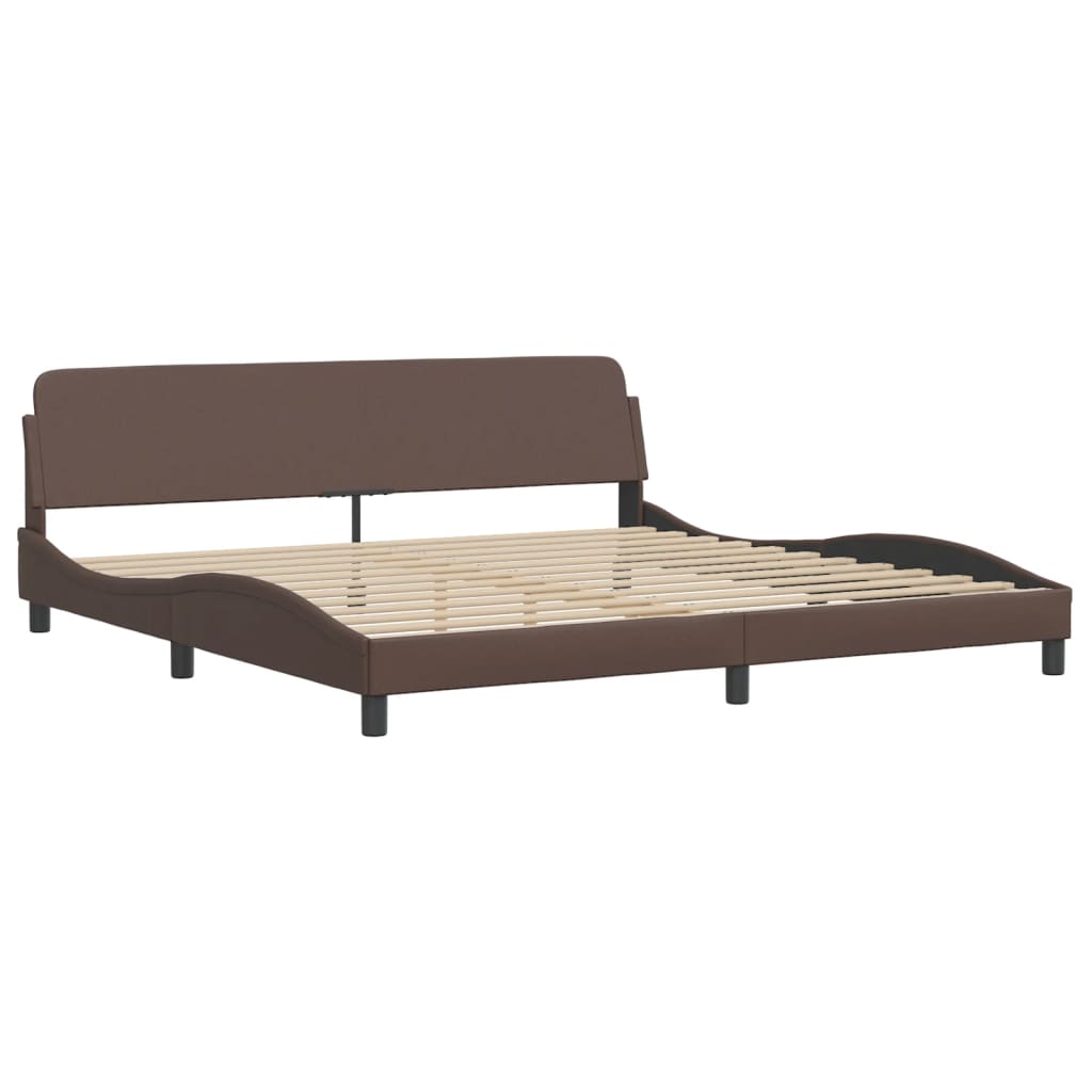 vidaXL Bed Frame with Headboard Brown 200x200 cm Faux Leather