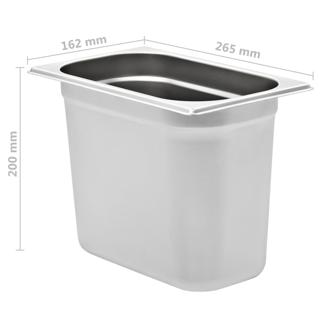vidaXL Gastronorm Containers 4 pcs GN 1/4 200 mm Stainless Steel