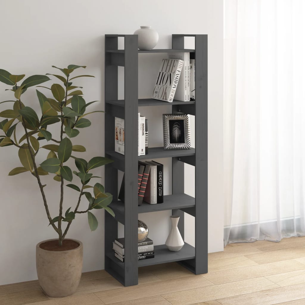 vidaXL Book Cabinet/Room Divider Grey 60x35x160 cm Solid Wood