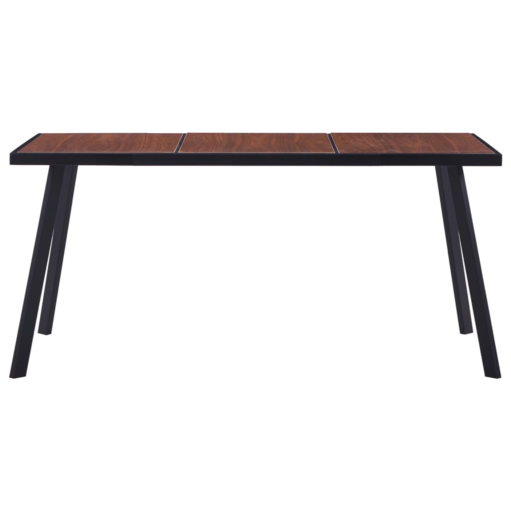 vidaXL Dining Table Dark Wood and Black 160x80x75 cm MDF