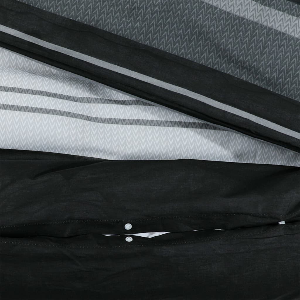 vidaXL Duvet Cover Set Black and White 155x220 cm Cotton