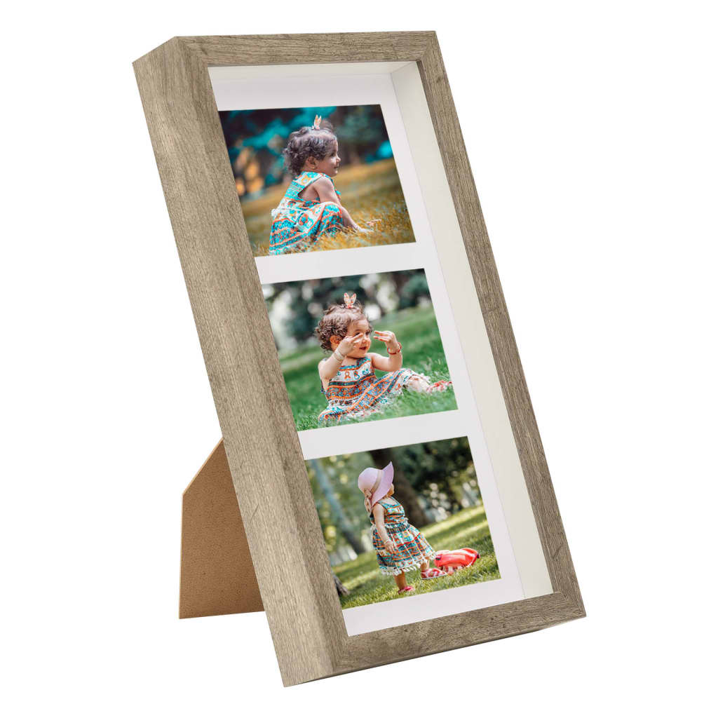 vidaXL 3D Box Photo Frames 5 pcs Dark Wood 18x35cm for 3x