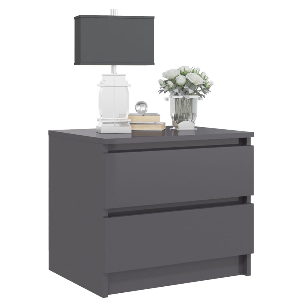 vidaXL Bed Cabinet High Gloss Grey 50x39x43.5 cm Engineered Wood