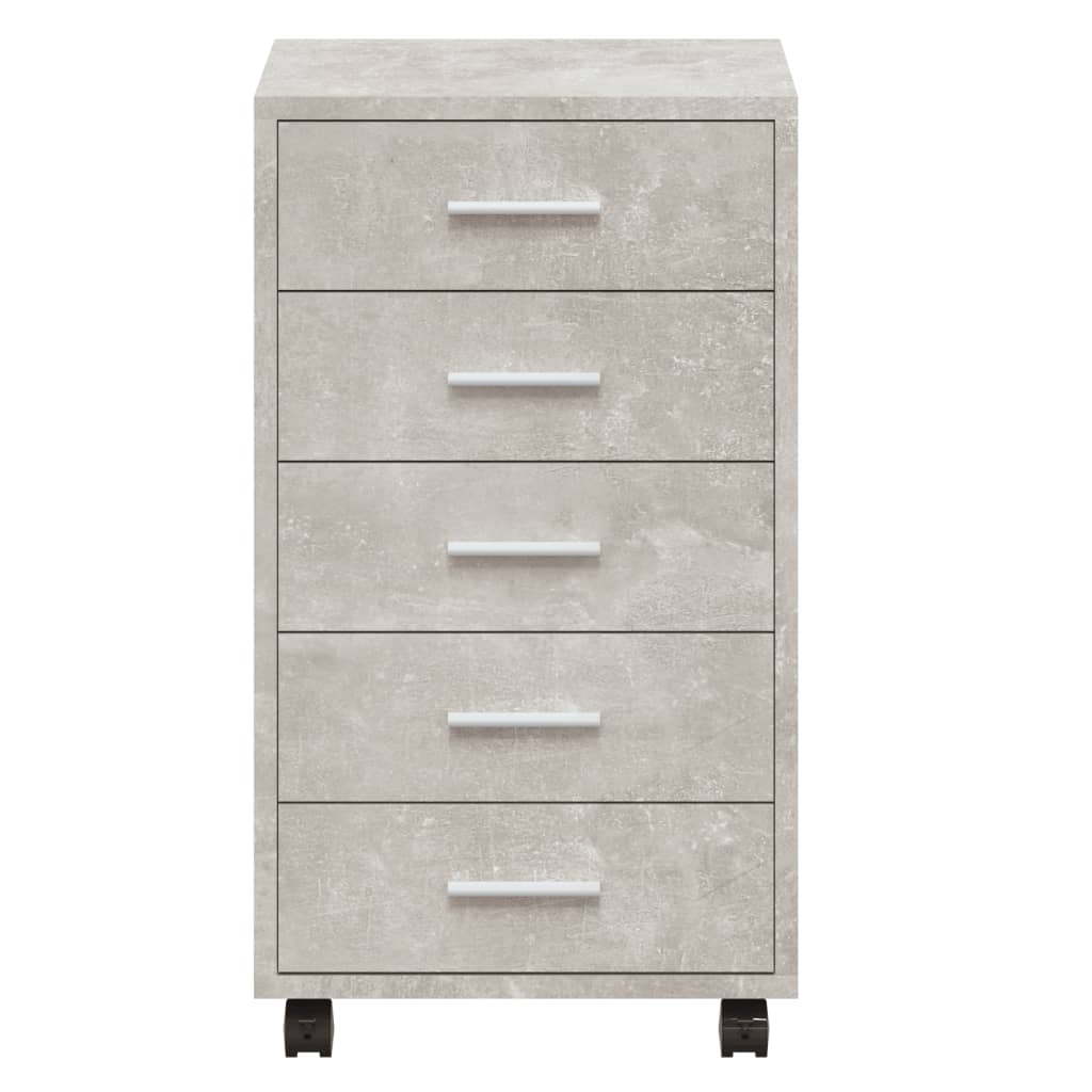 vidaXL Drawer Cabinet with Castors Concrete Grey Engineered Wood