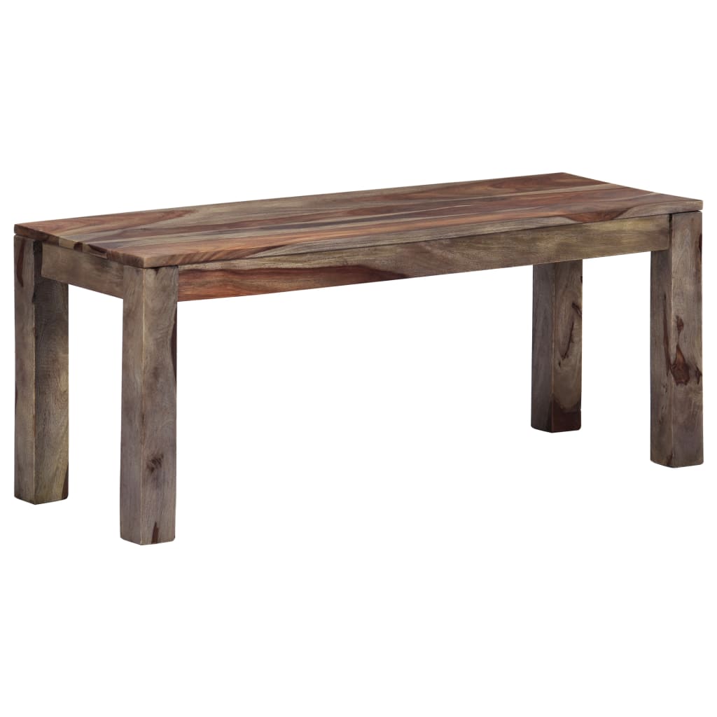 vidaXL Bench 110 cm Grey Solid Sheesham Wood