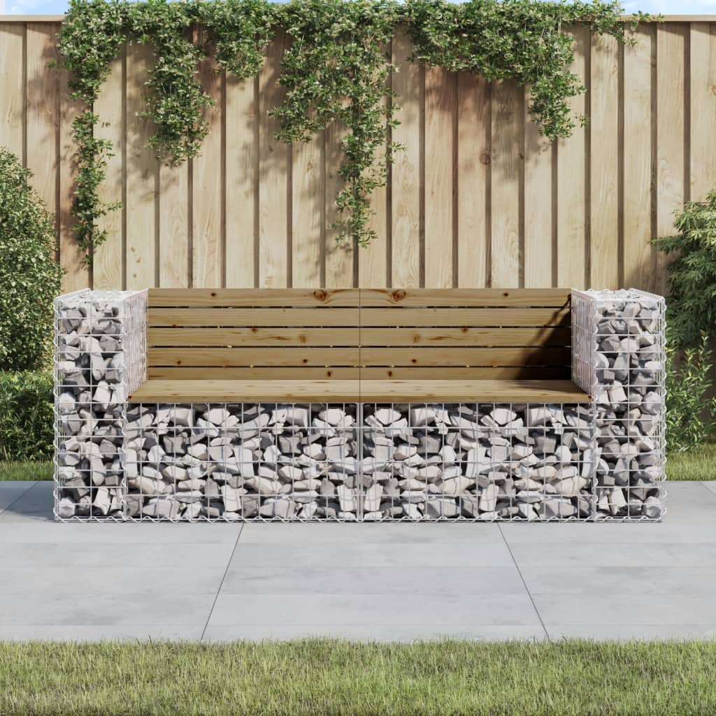 vidaXL Garden Bench Gabion Design 184x71x65.5 cm Impregnated Wood Pine