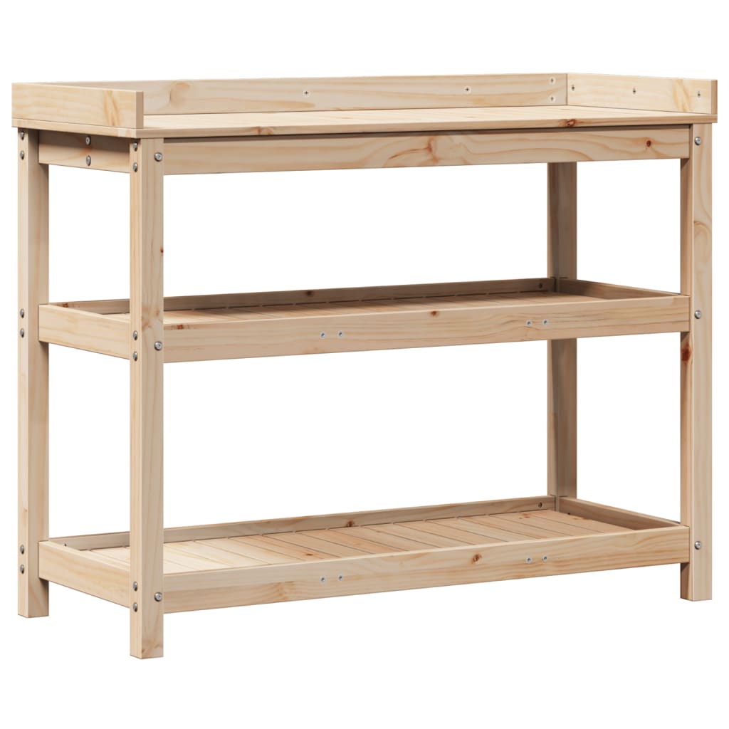 vidaXL Potting Table with Shelves 108x45x86.5 cm Solid Wood Pine