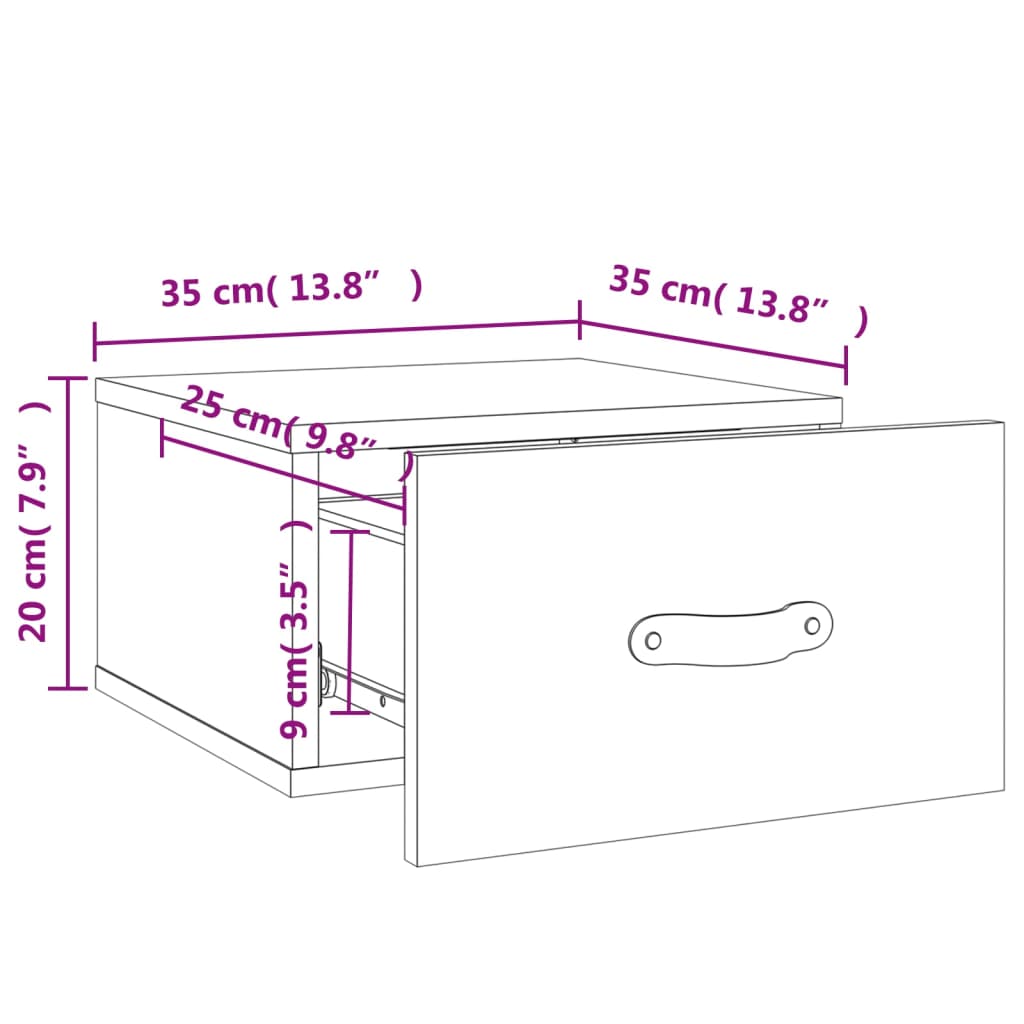 vidaXL Wall-mounted Bedside Cabinets 2 pcs Smoked Oak 35x35x20 cm