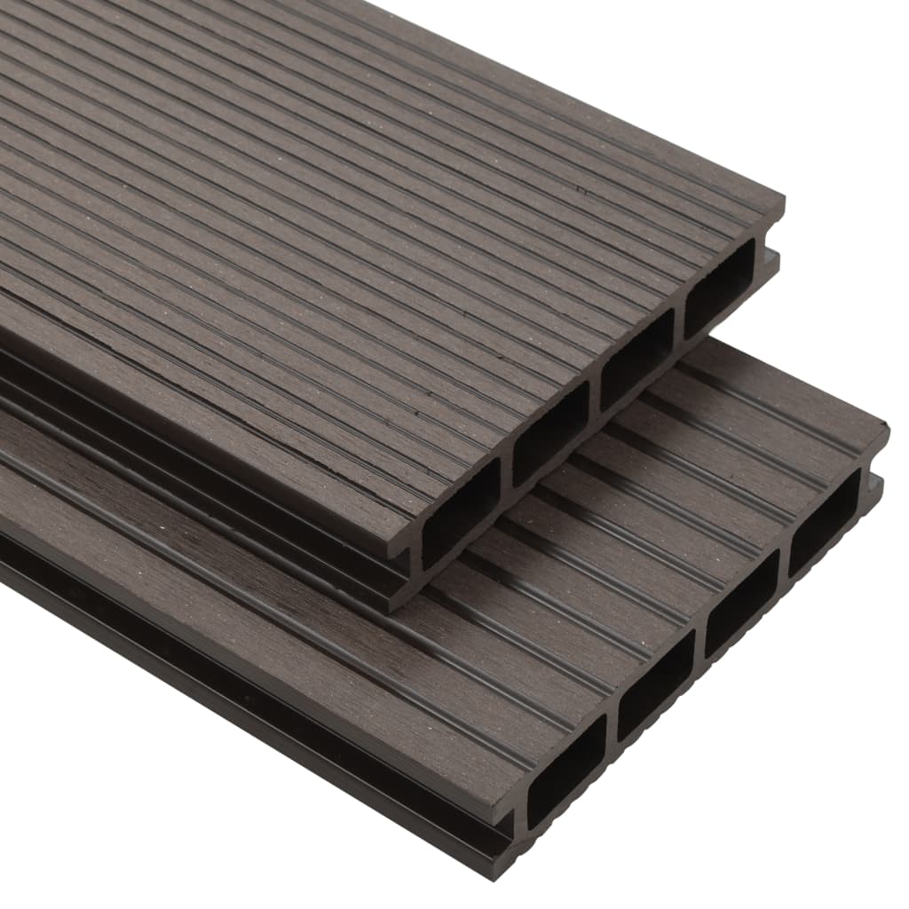 vidaXL WPC Hollow Decking Boards with Accessories 30m² 2.2m Dark Brown