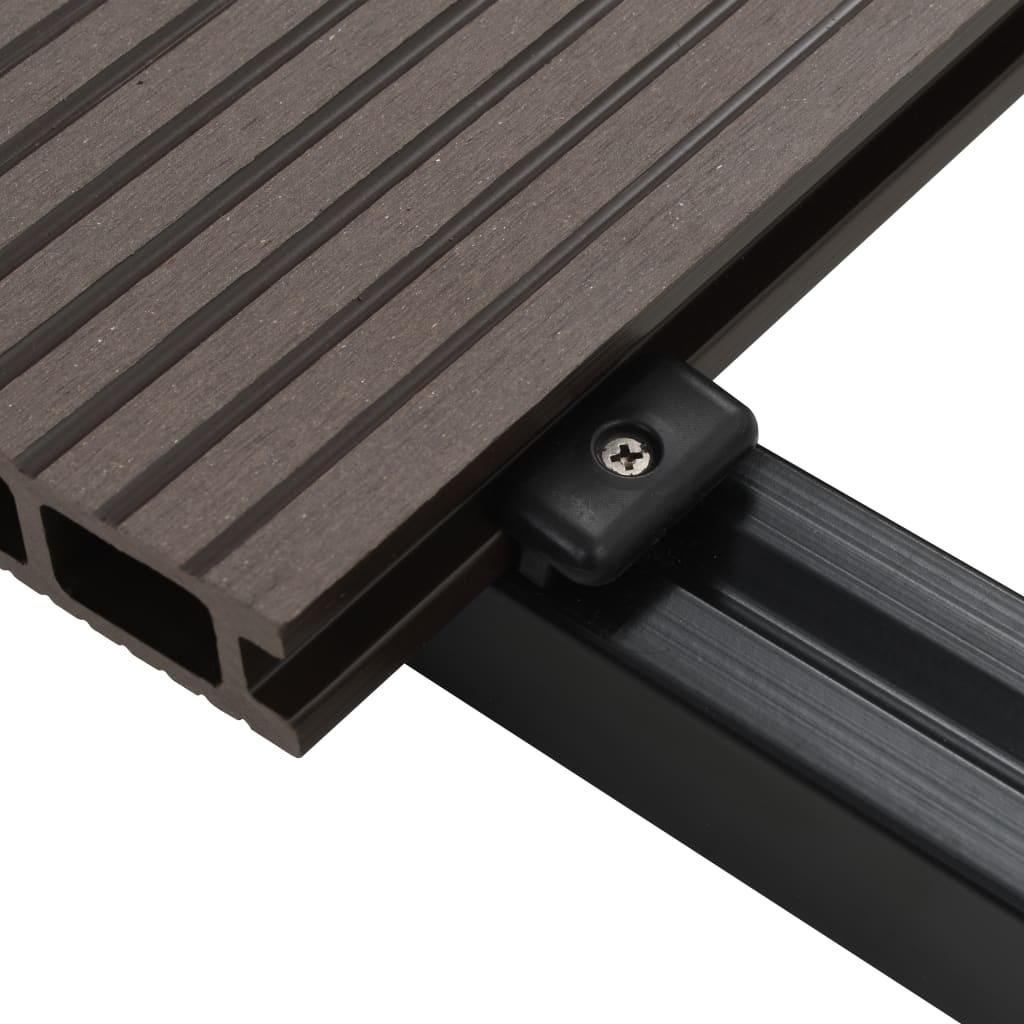 vidaXL WPC Hollow Decking Boards with Accessories 30m² 2.2m Dark Brown