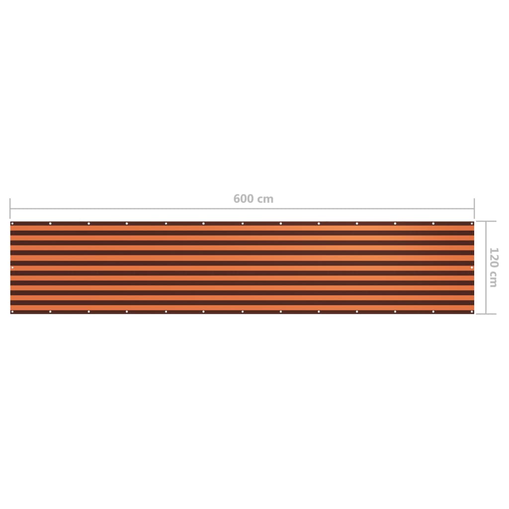vidaXL Balcony Screen Orange and Brown 120x600 cm Oxford Fabric