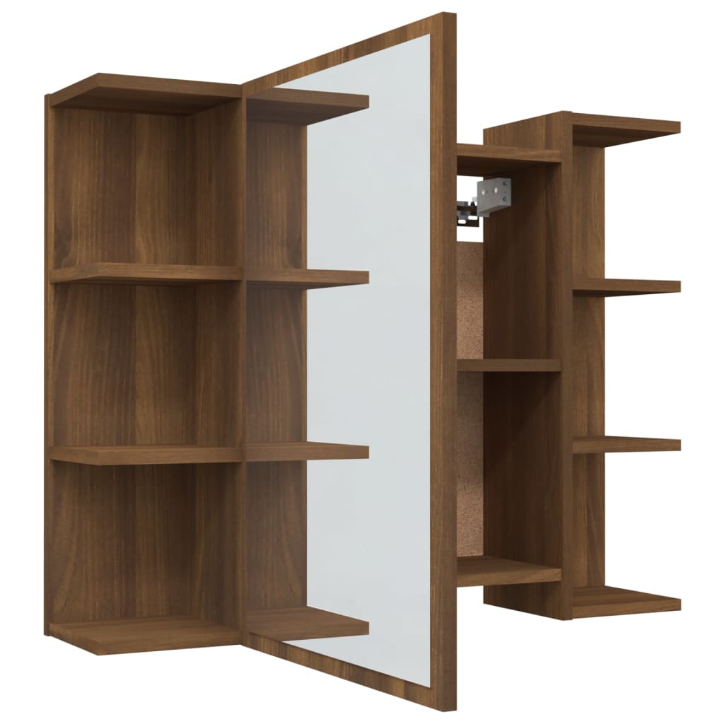 vidaXL Bathroom Mirror Cabinet Brown Oak 80x20.5x64 cm Engineered Wood