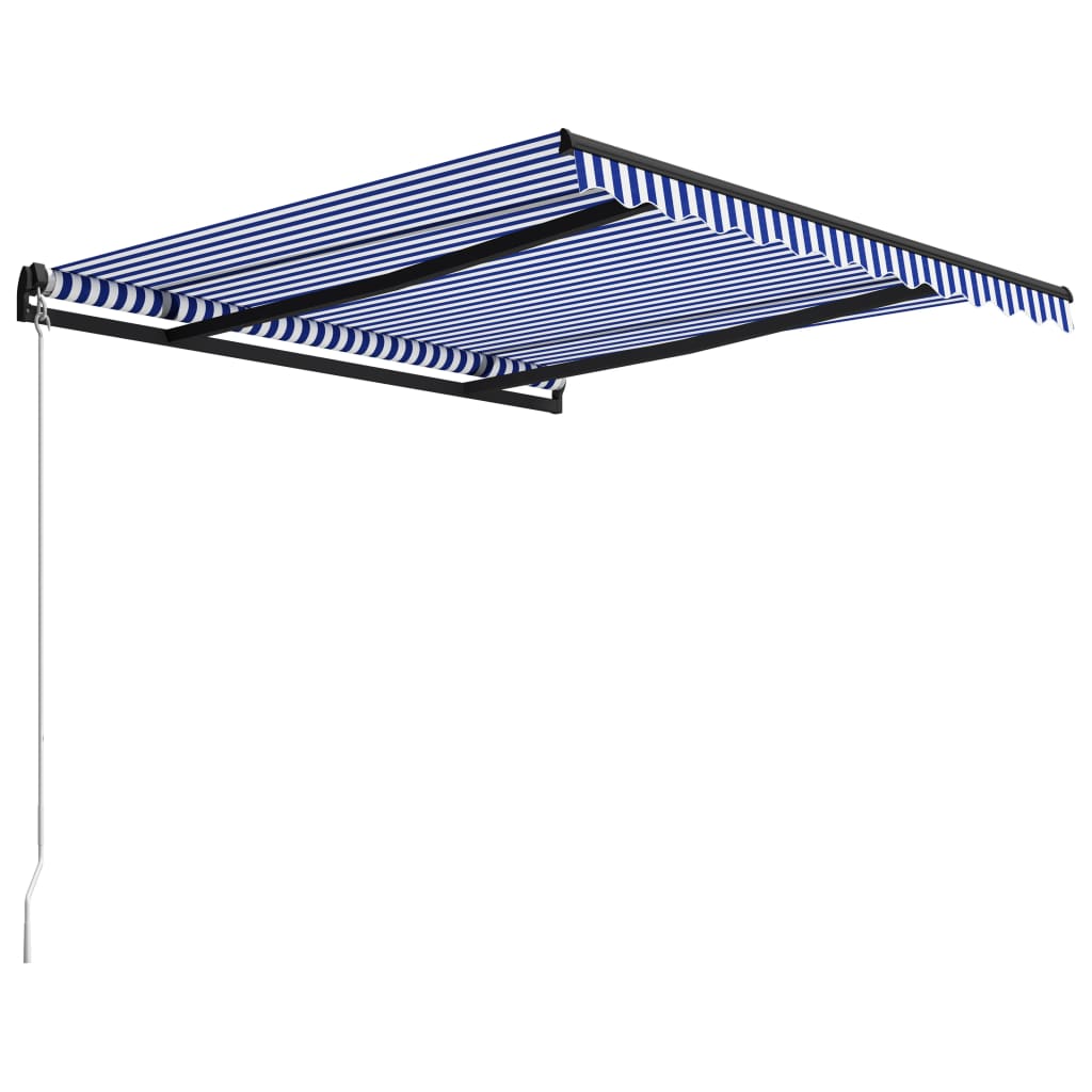 vidaXL Manual Retractable Awning 350x250 cm Blue and White