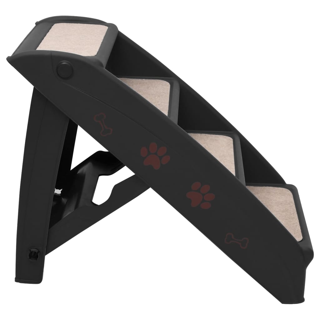 vidaXL Folding Dog Stairs Black 62x40x49.5 cm