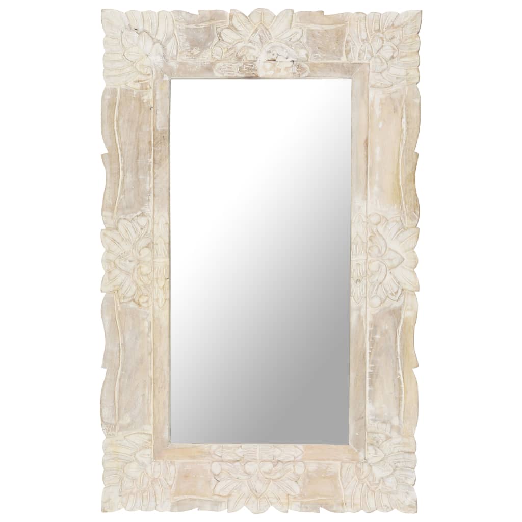 vidaXL Mirror White 80x50 cm Solid Mango Wood