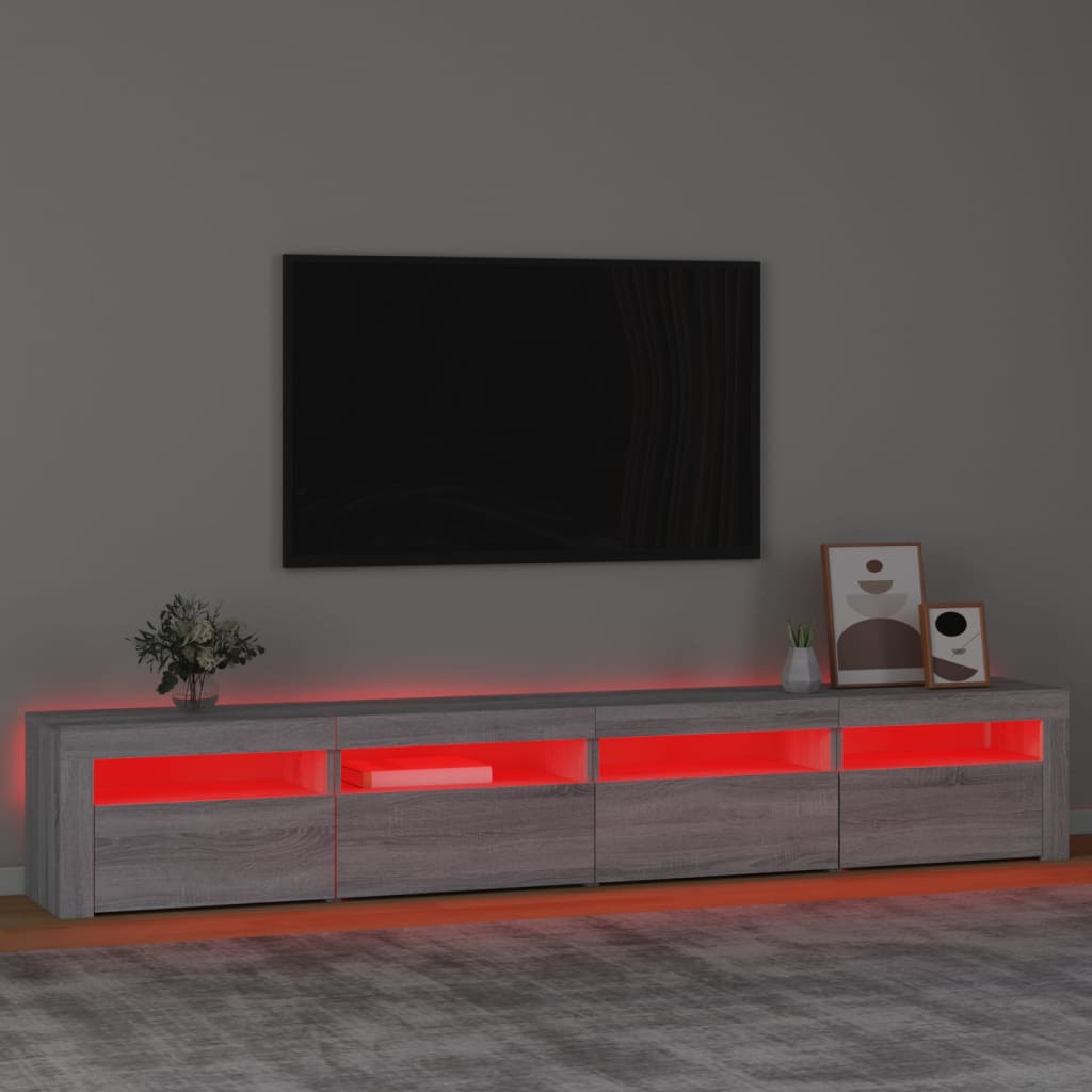 vidaXL TV Cabinet with LED Lights Grey Sonoma 240x35x40 cm