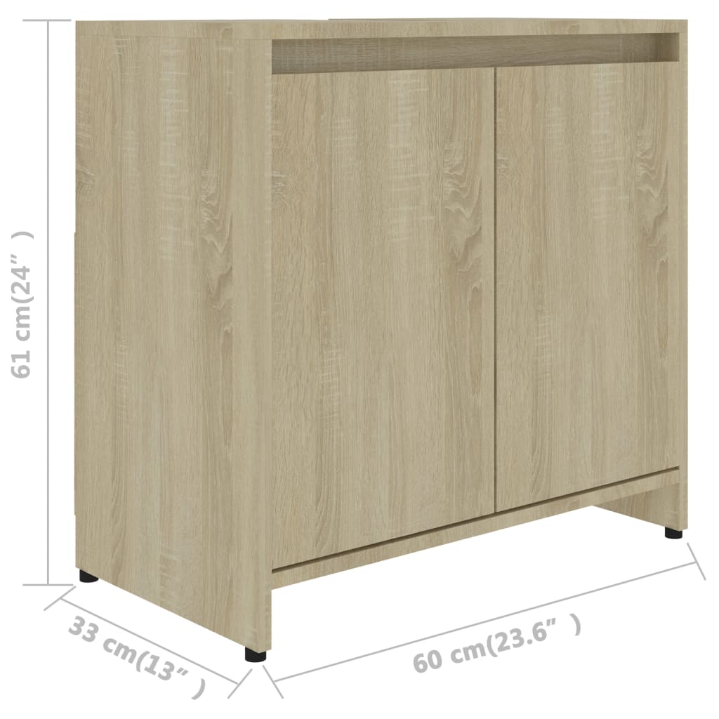 vidaXL Bathroom Cabinet Sonoma Oak 60x33x61 cm Chipboard