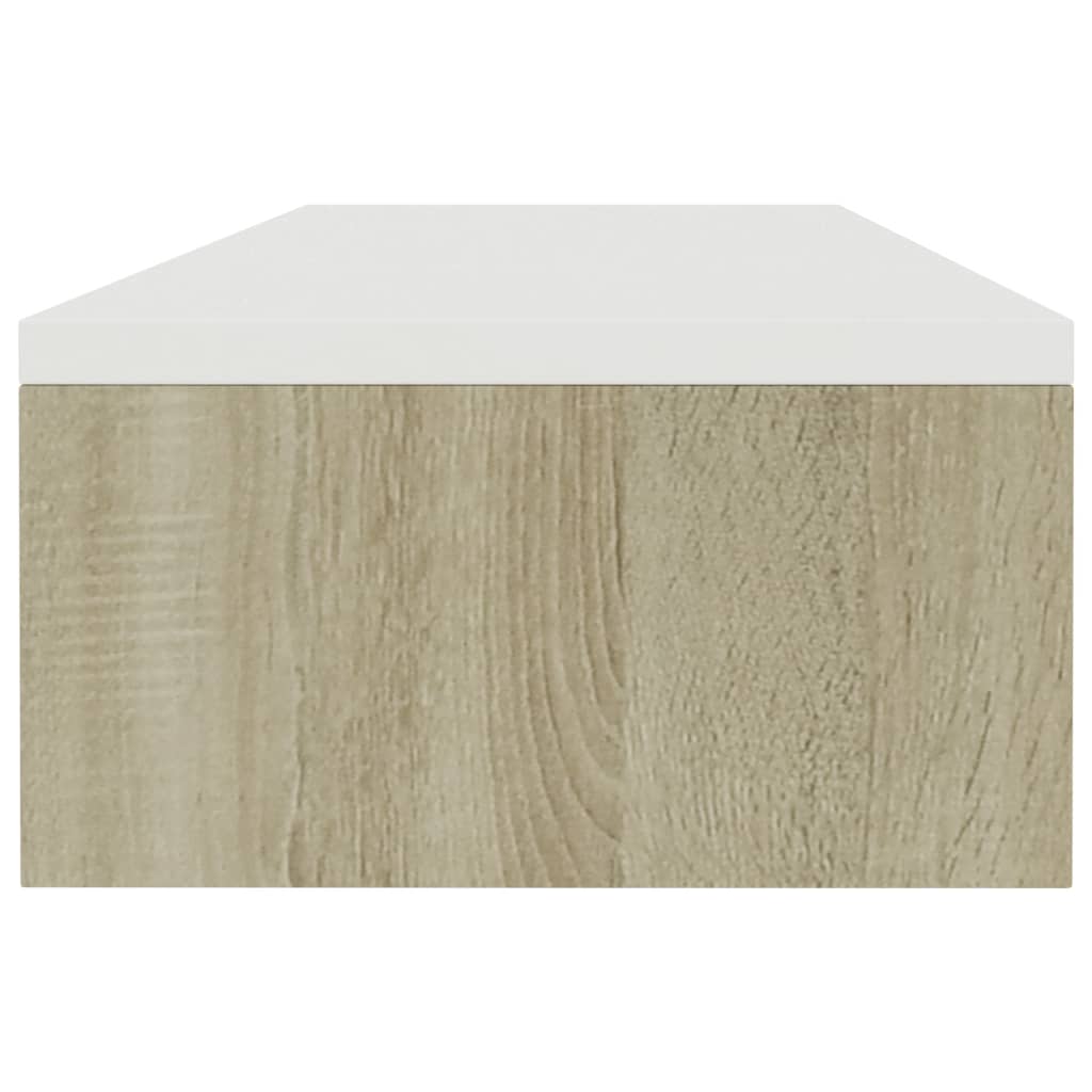 vidaXL Monitor Stand White and Sonoma Oak 100x24x13 cm Engineered Wood
