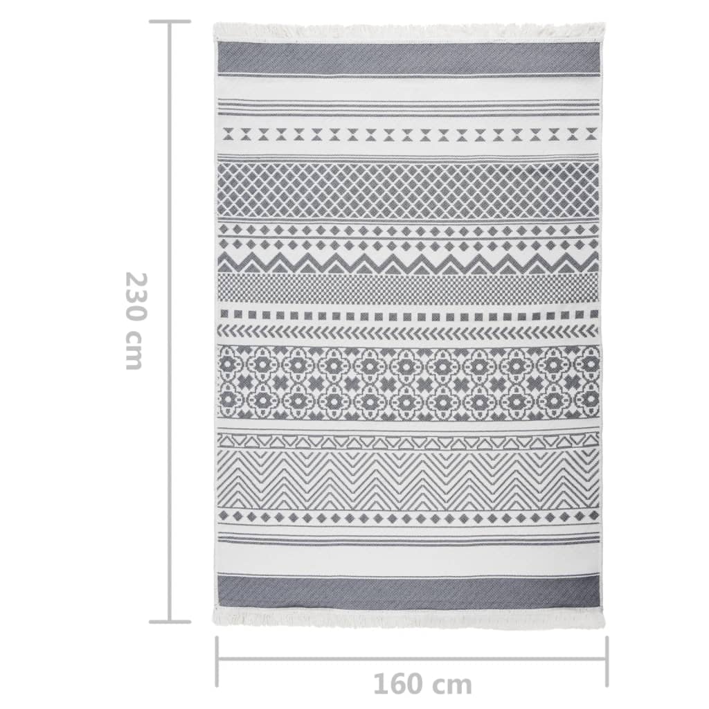 vidaXL Rug Grey and White 160x230 cm Cotton