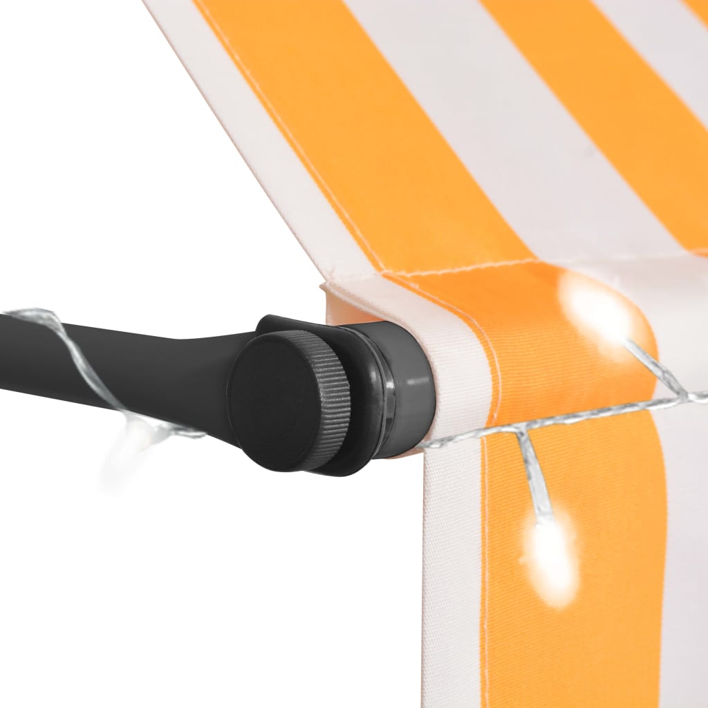 vidaXL Manual Retractable Awning with LED 150 cm White and Orange
