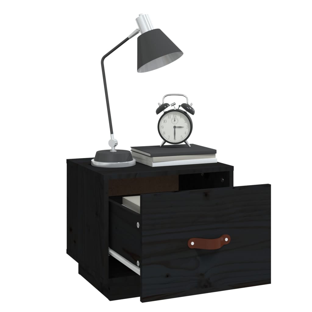 vidaXL Bedside Cabinet Black 40x34x35 cm Solid Wood Pine