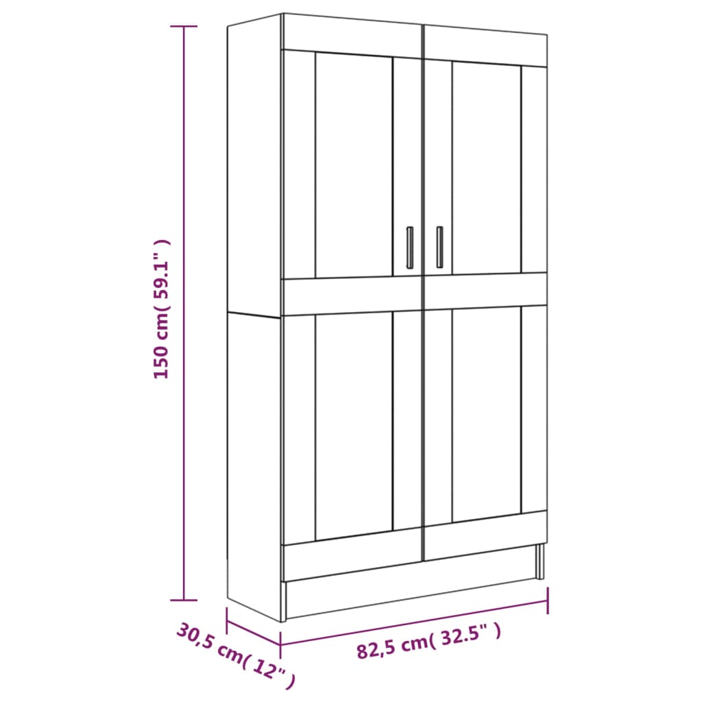 vidaXL Book Cabinet Grey Sonoma 82.5x30.5x150 cm Engineered Wood