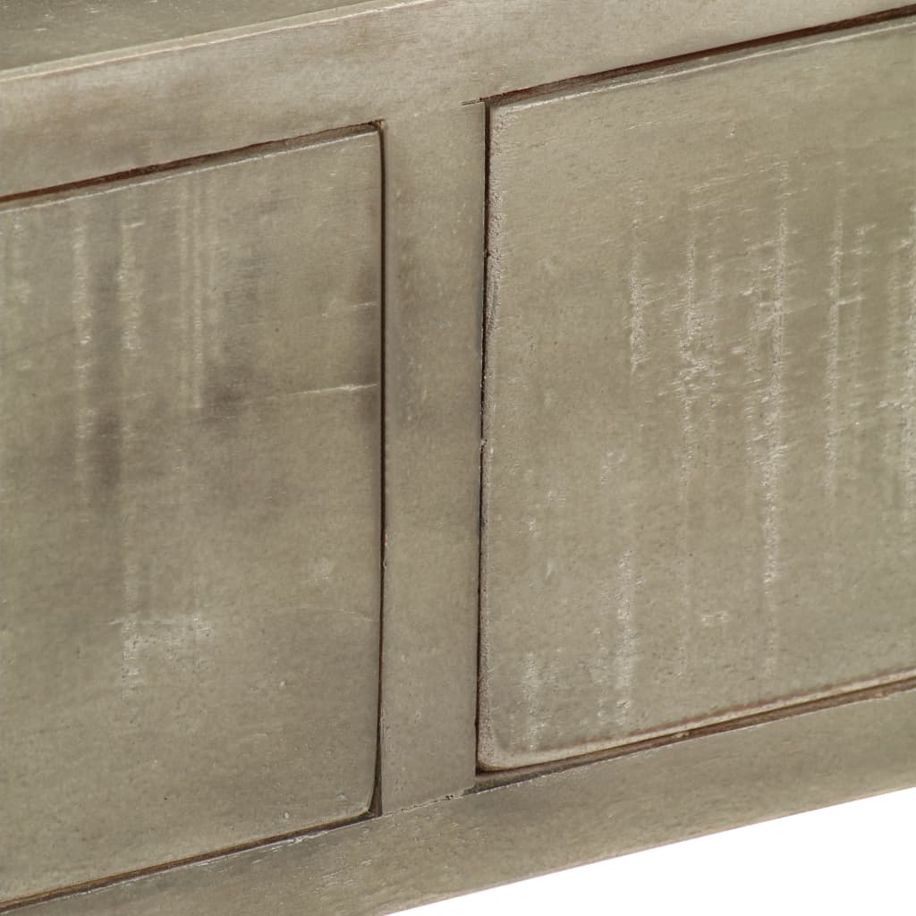 vidaXL Console Table Solid Mango Wood Grey with Brass 110x35x76 cm