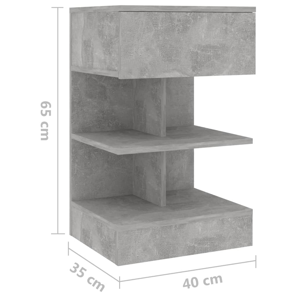 vidaXL Bedside Cabinet Concrete Grey 40x35x65 cm Engineered Wood