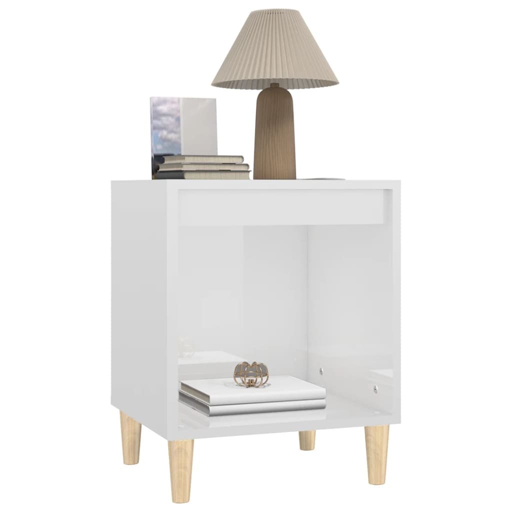 vidaXL Bedside Cabinet High Gloss White 40x35x50 cm Engineered Wood