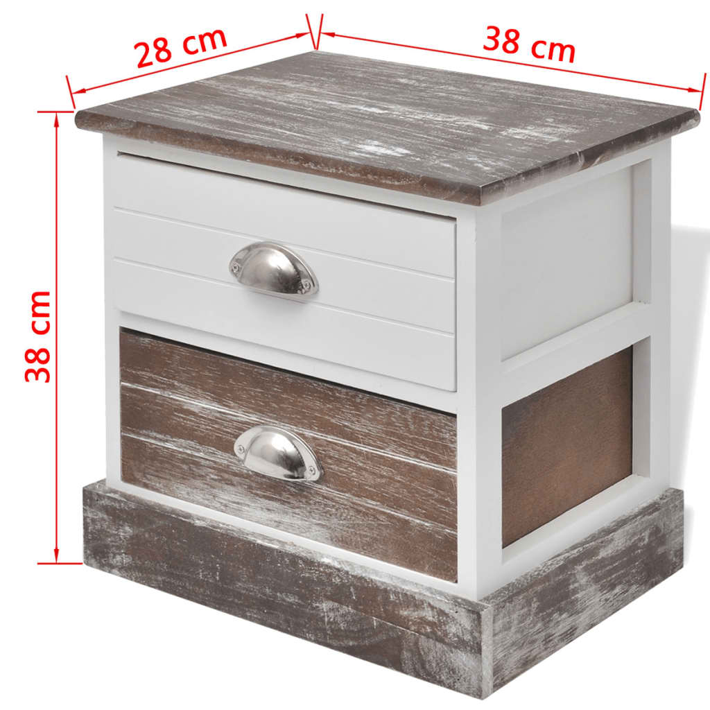 vidaXL Bedside Cabinets 2 pcs Brown and White