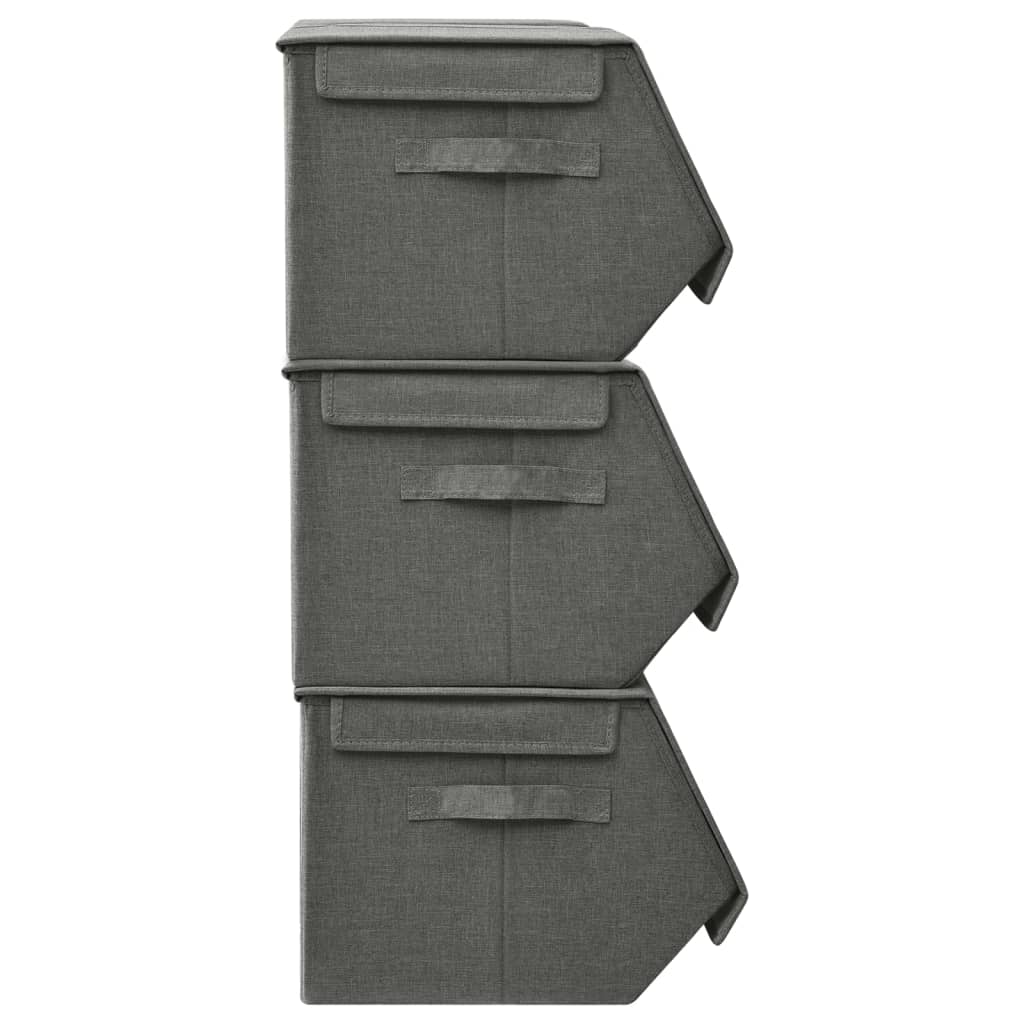 vidaXL Stackable Storage Box Set of 4 Pieces Fabric Anthracite