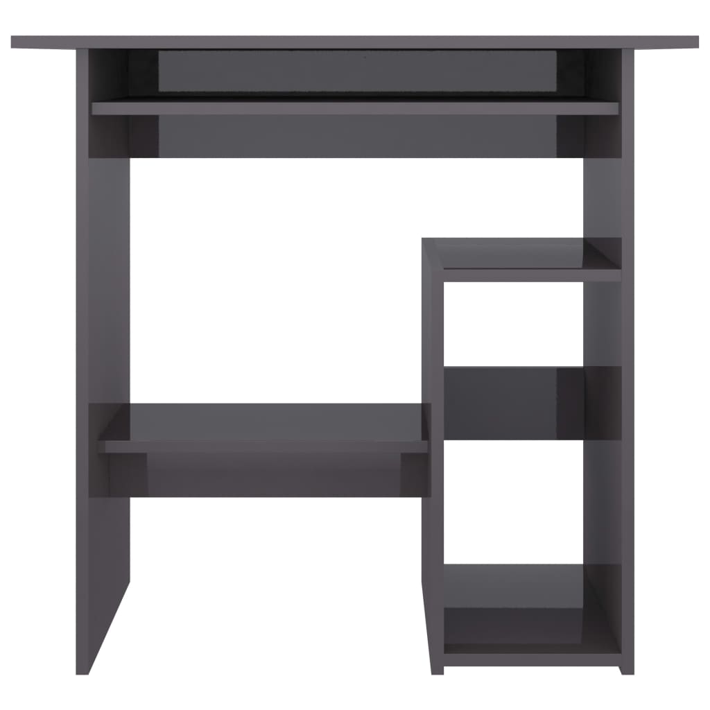 vidaXL Desk High Gloss Grey 80x45x74 cm Engineered Wood