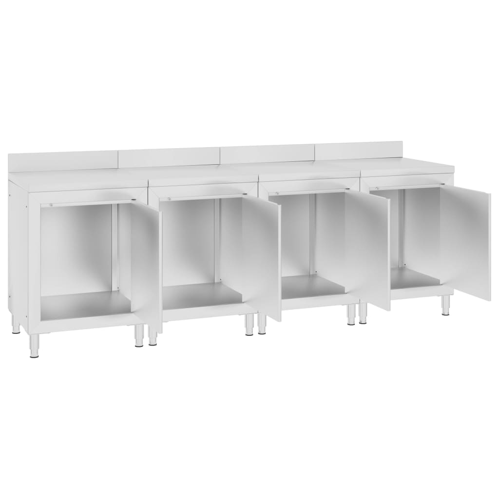 vidaXL Commercial Work Table Cabinet 240x60x96 cm Stainless Steel