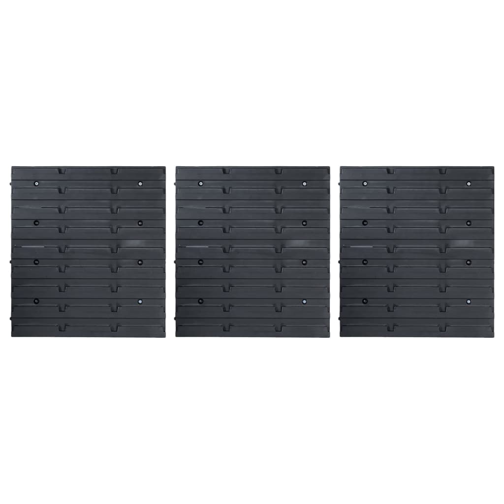 vidaXL 48 Piece Storage Bin Kit with Wall Panels Blue and Black