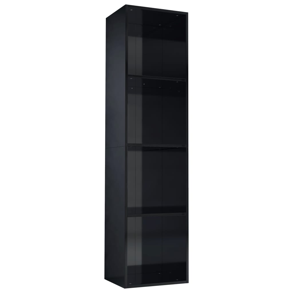 vidaXL Book Cabinet/TV Cabinet High Gloss Black 36x30x143 cm Engineered Wood