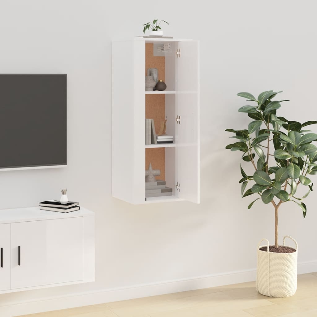 vidaXL Wall Mounted TV Cabinet High Gloss White 40x34,5x100 cm