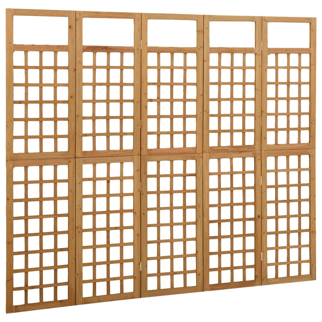 vidaXL 5-Panel Room Divider/Trellis Solid Fir Wood 201.5x180 cm